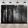 10x7ft Black and White Forest Backdrop Sunlight Beams Misty Trees Vertical Trunks Photography Background Natural Landscape Wedding Decoration Birthday Banner Portrait Photo Booth Prop by ASDCXZ