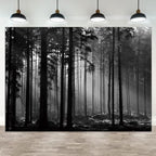 15x10ft Black and White Forest Backdrop Sunlight Beams Misty Trees Vertical Trunks Photography Background Natural Landscape Wedding Decoration Birthday Banner Portrait Photo Booth Prop by ASDCXZ