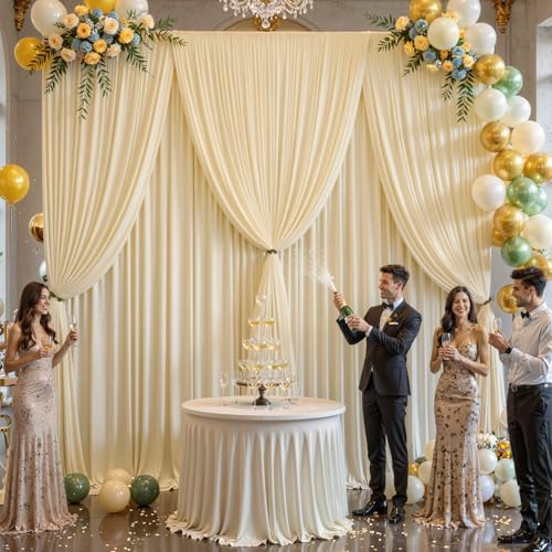 20x10FT Backdrop Curtains with Rod Pockets - Wrinkle Free Photo Stage Backdrop 4 Panels Curtains Drapes for Photography Wedding Party Baby Shower Decorations (Champagne) - Image 4