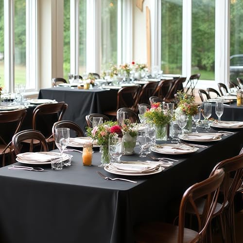 Fitable 8 Pack Black Tablecloths 90x132 Inch for 6 Foot Rectangle Tables - Image 2