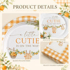 40 Guests A Little Cutie Baby Shower Plates and Napkins Set, Orange Citrus - Image 4