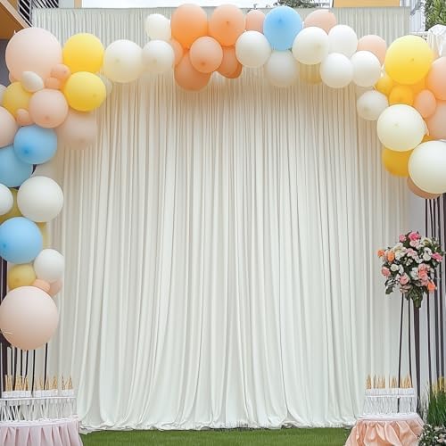 50×12ft Wrinkle Free Ivory Backdrop Curtain for Wedding Parties, 10 Panels 5×12ft Long Soft Silky Polyester Backdrop Drapes Cream Photo Back Drop Curtains for Party Photography Background Cloth - Image 5