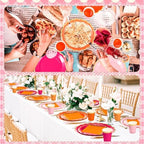 Mimorou 169 Pcs Pink and Orange Plates and Napkins Party Supplies - Image 6
