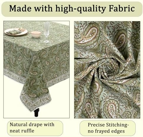 Ridhi Nostalgic Naturals Hand Block Print Cotton Tablecloth 108x60 Inch - Image 6