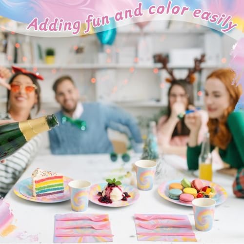 Pickmesh 400 Pcs Tie Dye Party Supplies Paper Plates and Napkins Serve 50 - Image 5