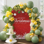 Modern Christmas Pine Branch Ball Strip Arch Backdrop Cover 7.2 ft 2 Sided Wedding Arch Covers Stretchy Backdrop Round Top for Birthday, Party, Baby Shower Decorations - Image 2