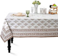 Ridhi Block Print Quiet Earth Rectangle Cotton Tablecloth 90" x 60" Reusable Table Cover Decorative Everyday Use for Dining, Farmhouse, Home Gift for Spring, Easter, Valentine by Ridhi