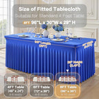 Shillance 2 Packs Royal Blue Tableclothes for 8 Foot Rectangle Table, Wrinkle Free Spandex Tablecovers 8FT Stretch Fitted Table Cloth with Skirt for Birthday Parties Graduations Event Wedding Banquet - Image 3