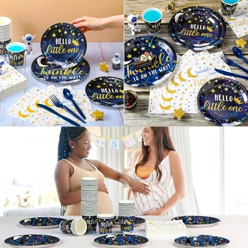 Dandat 350 Pcs Baby Shower Set, Twinkle Twinkle Little Star, Navy Blue - Image 5