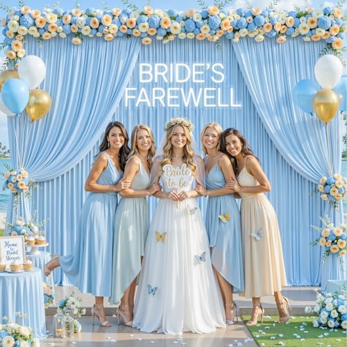 10ft x 15ft Baby Blue Wrinkle Free Backdrop Curtains for Wedding Party Backdrops Curtain Drapes Fabric Decorations Photo Back Drop Cloth for Baby Shower Photography Stage Reception - Image 4