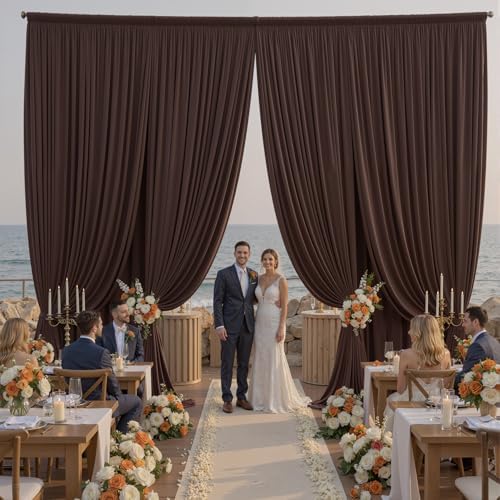 20x16ft Brown Backdrop Curtains for Wedding Party, 4 Panels 16 ft Long Back Drop Cloth, Wrinkle-Free Polyester Drapes for Birthday, Baby Shower, Stage Photography Background - Image 7