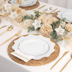 WDF 350PCS White and Gold Plastic Plates - Gold Plates Disposable 50Guest Plastic Dinnerware Ideal for Party/Wedding/Birthday - Image 6