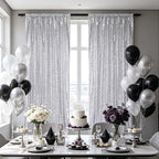Silver Glitter Sequin Backdrop Curtains 6ftx8ft Photo Drapes - Image 5