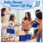 Windyun 50 Pcs Mini Paper Gift Bags with Handle 6 x 6 x 6'' Square Small Favor Bag with DIY Thank You Tag for Christmas Birthday Wedding Bridal Shower Bridesmaid Graduation Party (Dark Blue) - Image 5