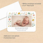 Let's Make Memories Personalized Baby Announcement Cards - Birth, Adoption - Boy, Girl - Premium Quality Custom Photo Cards for Mailing - 5x7 - Includes White Envelopes - Floral Frame - 50 ct - Image 3