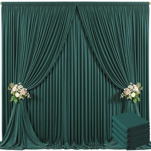 20ft x 10ft Hunter Green Backdrop Curtain for Parties Dark Green Wrinkle Free Backdrop Drapes Panels for Baby Shower Birthday Party Photo Photography Polyester Fabric Background Decoration by Suppromo