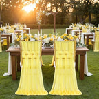 Yellow Chair Sashes for Wedding: 32 Pieces 8ft Long Sheer Draping Fabric – Reception Party Hotel Event Dining Chair Decorations - Image 5
