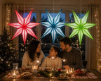 GalaxyArts 7-Point Paper Star Lantern - Striped Cutout Hanging Light Decoration - Foldable Star Lamp Shade for Home, Party, Christmas, Wedding Décor - Indoor/Outdoor Hanging Star(Parrot Green) - Image 6