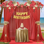 10ft x 10ft Red Backdrop Curtain Drapes, Wrinkle-Free Sheer Chiffon Fabric Photo Backdrop Panels for Wedding Arch Party Ceremony Stage Decoration - Image 7
