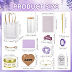 46Pcs Baby Shower Prizes for Game Winners Gifts Wedding Bridal Shower Gifts Including Glass Cans Notebooks Soy Candles Hair Clips for Baby Shower Wedding Bridal Shower Game Prizes (Purple, 4 Sets) - Image 4