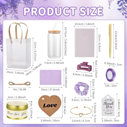 46Pcs Baby Shower Prizes for Game Winners Gifts Wedding Bridal Shower Gifts Including Glass Cans Notebooks Soy Candles Hair Clips for Baby Shower Wedding Bridal Shower Game Prizes (Purple, 4 Sets) - Image 4