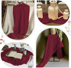 25 Pack Burgundy Red Cheesecloth Table Runner 17 x 108 Inch Gauze Table Runner Fabric Semi Sheer Cheese Cloth Table Decor Bulk for Rustic Romantic Wedding Baby Shower Table Decoration - Image 6