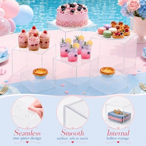6 Pcs Food Risers for Display Party Buffet Riser Clear(4",4",5",6",7",8") - Image 4