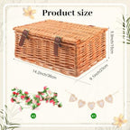 Geelin Wicker Wedding Card Basket with Lid Letter Flag Rustic,Pink - Image 2