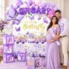 Purple Butterfly Baby Shower Decorations for Girl Party Supplies Set - Image 2