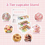 3-Tier white Metal Cupcake Stand, Multi Layer Dessert Display Serving Tray - Image 4