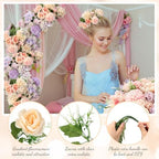 Tigeen 12 Bundles Artificial Flowers Bouquet Silk Peonies, Purple,Pink - Image 3