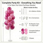 HIINS 2 Set Pink Balloon Tower Stand,5FT with Water Fillable Base for Party - Image 2
