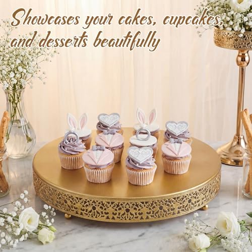 Wenqik 20 Inch Gold Cake Stand Metal Round with Cutter Spatula, Classic - Image 5