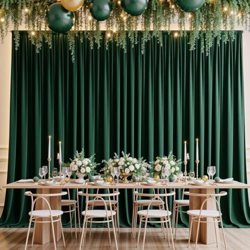 10x10ft Wrinkle Free Hunter Green Backdrop Curtain for Parties, Soft Wedding Dark Green Curtain Backdrop, Polyester Photo Backdrop Drapes for Birthday Party Baby Shower Photography Background - Image 6