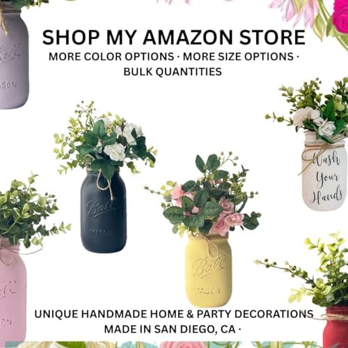Pink Baby Shower Decorations | Set of 5 Table Centerpieces | Quart 32 oz Painted Mason Jars | Girl Baby Shower Centerpiece Table Decorations | Baby in Bloom | Love in Bloom (5 Pink w/Greenery/Ivory) - Image 6