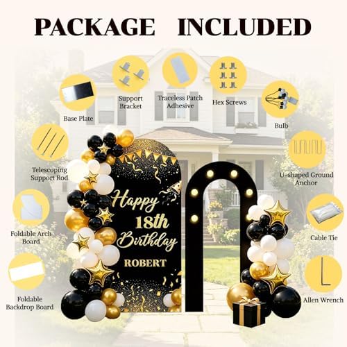6FT Birthday Custom Foam Arch Backdrop Board with Age Name, 6.6FT Custom Foam Board Backdrop for Parties Ceremony, Outdoor Use Party Decor for Adults Mom Friend - Image 5