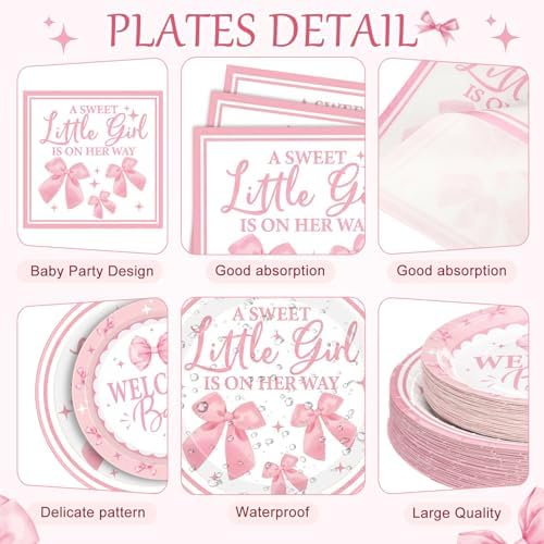 400 Pcs Pink Bows Baby Shower Party Decoration Girl for 50 - Image 2