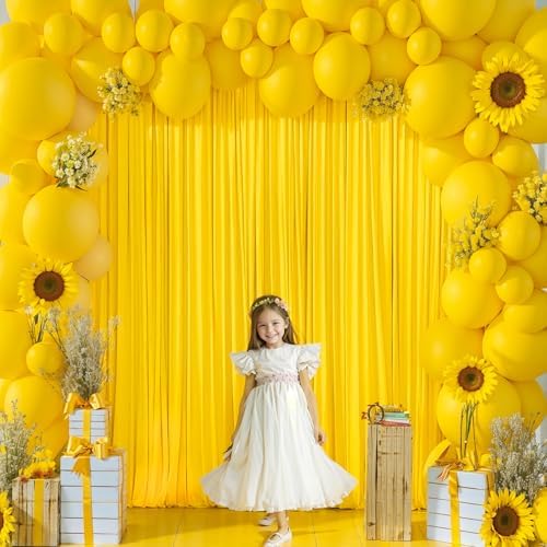 40x10ft Yellow Backdrop Curtain for Wedding Parties Wrinkle Free Fabric Yellow Drapes Backdrop Decoration for Baby Shower Birthday Photography Decoration 8 Panels, 5ft x 10ft - Image 4