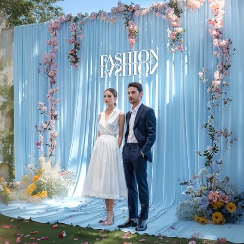 Blue Backdrop Curtain 10x10ft - Wrinkle Free Polyester Photo Curtain Backdrop Wedding Back Drop Fabric Drapes for Party Decorations Background for Photography - Image 4