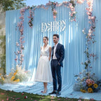20x12ft Blue Backdrop Curtain Panels for Parties - Wrinkle Free Polyester Photo Curtain Backdrop Wedding Back Drop Fabric Drapes for Party Decorations Background for Photography - Image 3