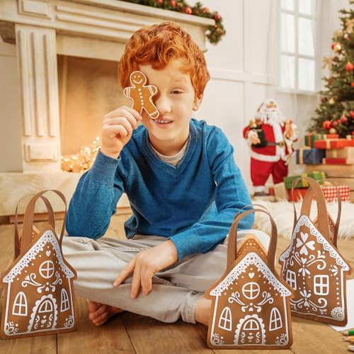 Silkfly 48 Pcs Gingerbread Christmas Tote Bags Non-Woven Party Favors - Image 6