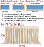 14ft Ivory Table Skirt for Rectangle Tables Polyester Pleated Table Skirt Desk Skirts Ruffle Tablecloth Skirt for Wedding Birthday Party Baby Shower Bridal Shower Banquet Table Decoration - Image 4