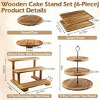 Esmorah Rustic Wooden Dessert Table Display Set of 6, Cupcake Stand - Image 3