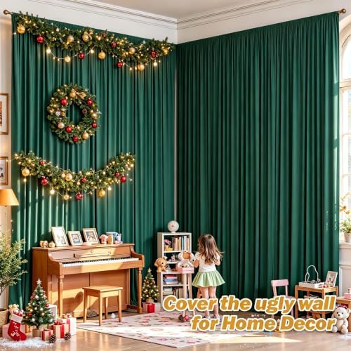16ftx10ft Wrinkle Free Hunter Green Backdrop Curtain - 10 Feet Photography Backdrop Drapes, Silky Polyester Back Drop Cloth for Wedding Baby Shower Balloon Arch Background - Image 5