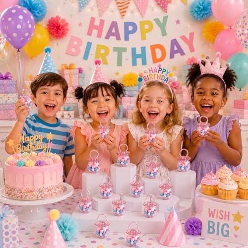 Nuenen 36 Pcs Baby Shower Favors, Mini Pacifier Candy Bottles 3.15", Pink - Image 5