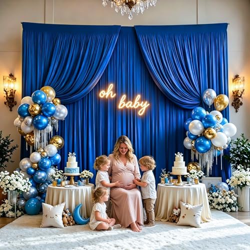 Gallety Royal Blue Backdrop Curtain for Wedding, Polyester Photography Backdrop Drapes - 30FT x 10FT Photobooth Backdrop Curtains for Celebration,Birthday,Event,Graduation Party Decorations - Image 6