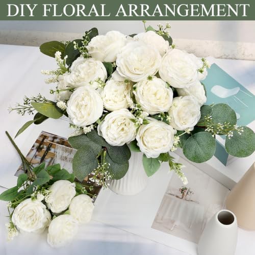 24 Bundles White Artificial Peonies Silk Flowers Bulk - Image 6