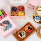 100 pcs 6x6x3 Inch Cookie Boxes with Window, Pink Cookie Boxes for Gift Giving, Bakery Boxes for Cookies, Macarons, Donuts, Pastries - Image 5