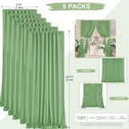 Sage Green Backdrop Curtains 30ftx10ft Wedding Polyester Photo Drapes - Image 3