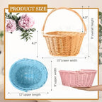 Barydat 6 Pcs Small Wicker Basket with Handle, Multicolor, 12'' X 9'' X 5'' - Image 2